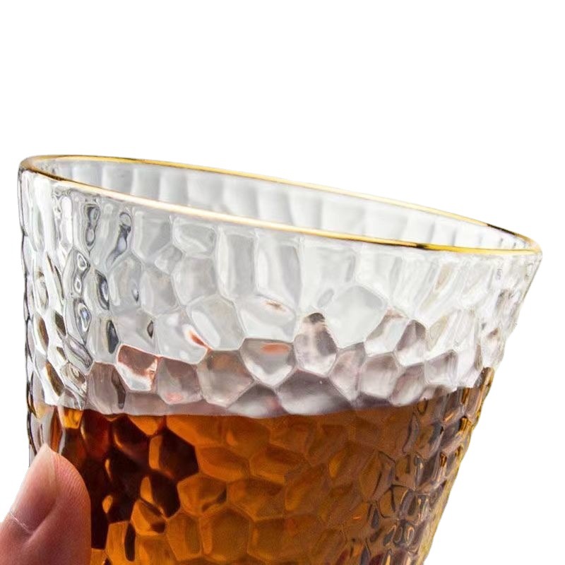 日式网红锤纹/玻璃杯/水杯/杯子白底实物图