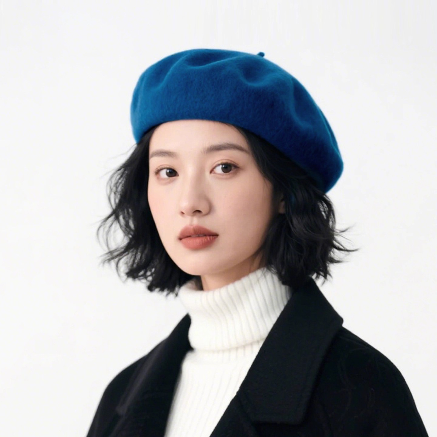 帽子/防晒帽/秋冬女兔毛帽/贝雷帽/100%羊毛贝雷帽产品图