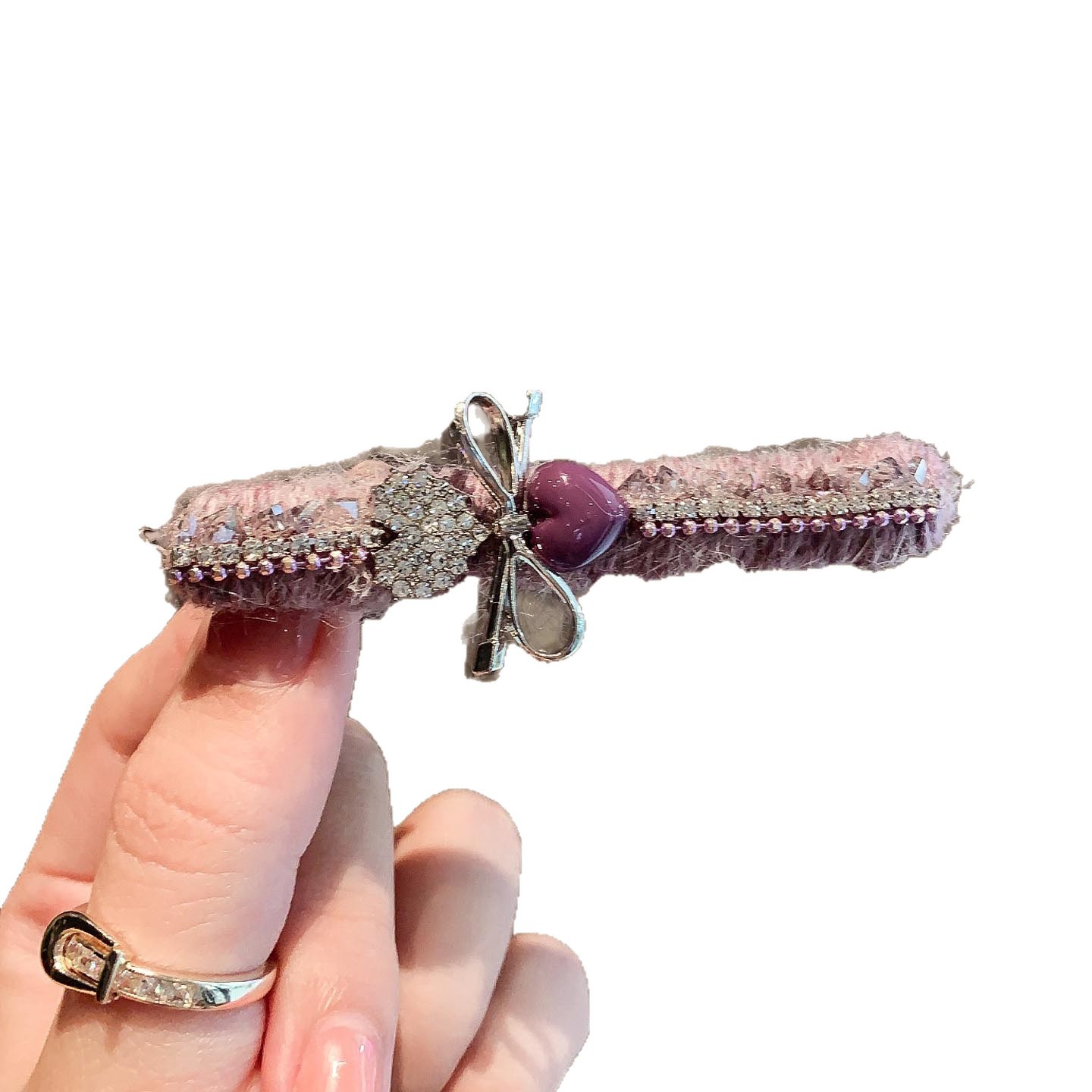 Sweet, gentle and elegant, purple wool diamond hair clip, duckbill clip, fashionable and versatile, bangs hair clip Item Picture