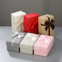 新款节日生日长方形天地盖礼盒简约纸质礼品盒礼物蝴蝶结包装盒