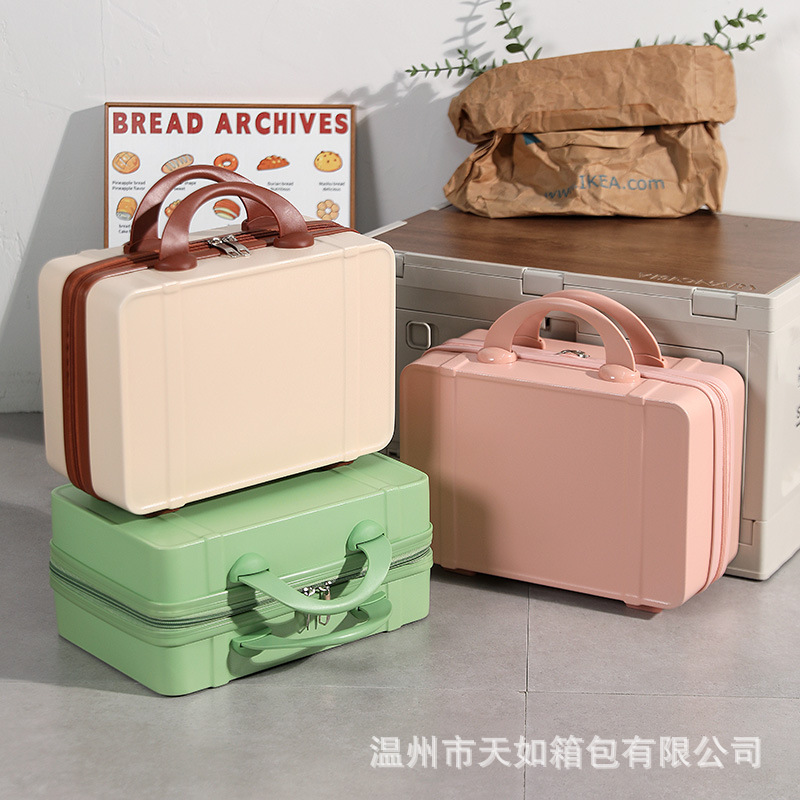 小清新高颜值复古手提行李箱红色伴手礼14寸化妆箱礼盒化妆箱定制