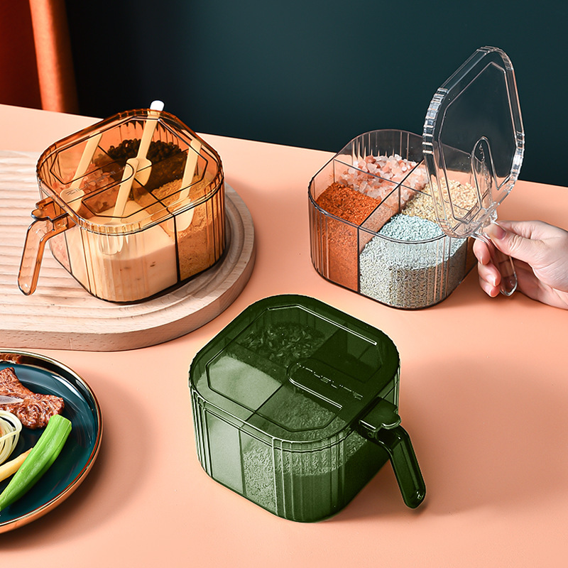 Four-compartment integrated seasoning jar