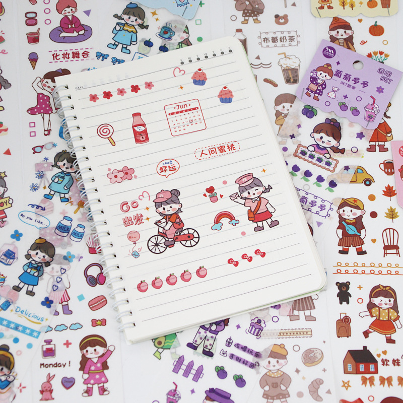 12 types of stationery decoration materials, including planner stickers, tape, cute ins student and children cartoon stickers Application Scenario