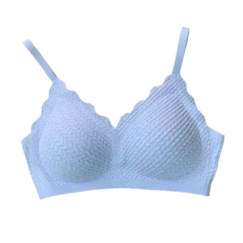 【 Lucky Wheat Ear 】 French Lace Halter latex seamless lingerie for women's sexy small breasts gathering thin bra Item Picture