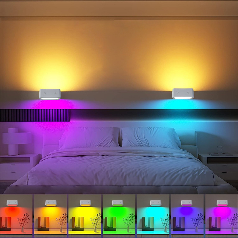 Modern wind double-sided luminous magnetic wall lamp USB charging touch adjustable light and color table reading lamp Bedside lamp details Picture