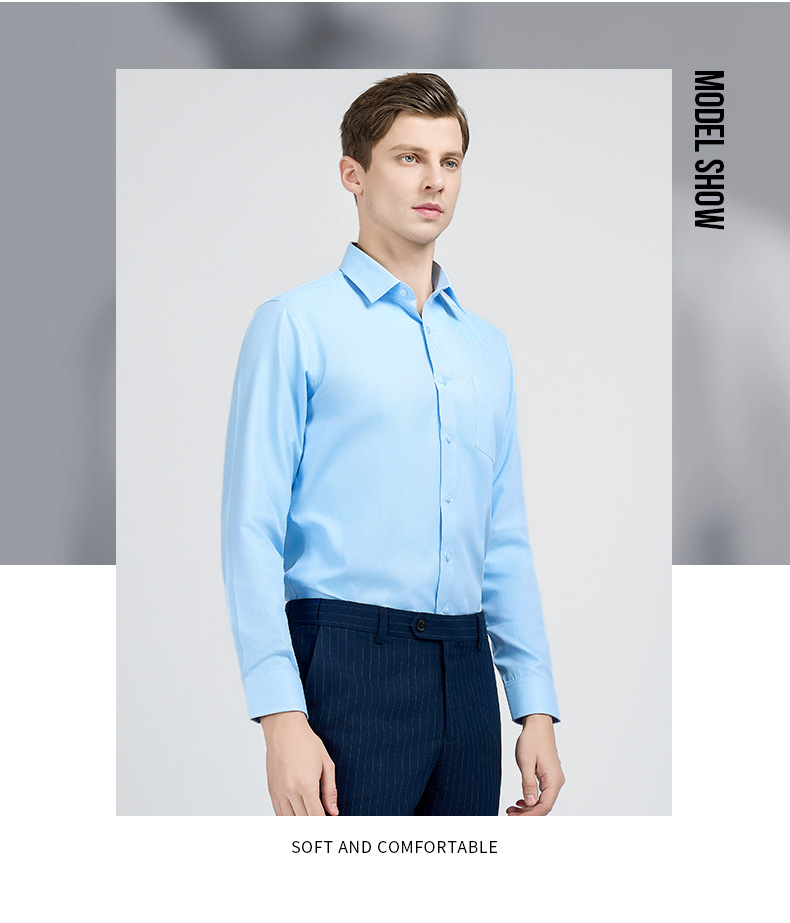 Camisas de hombre de manga larga hombres azul claro negocios ropa de trabajo camisas de ventas de seguros fábrica de origen pic 8