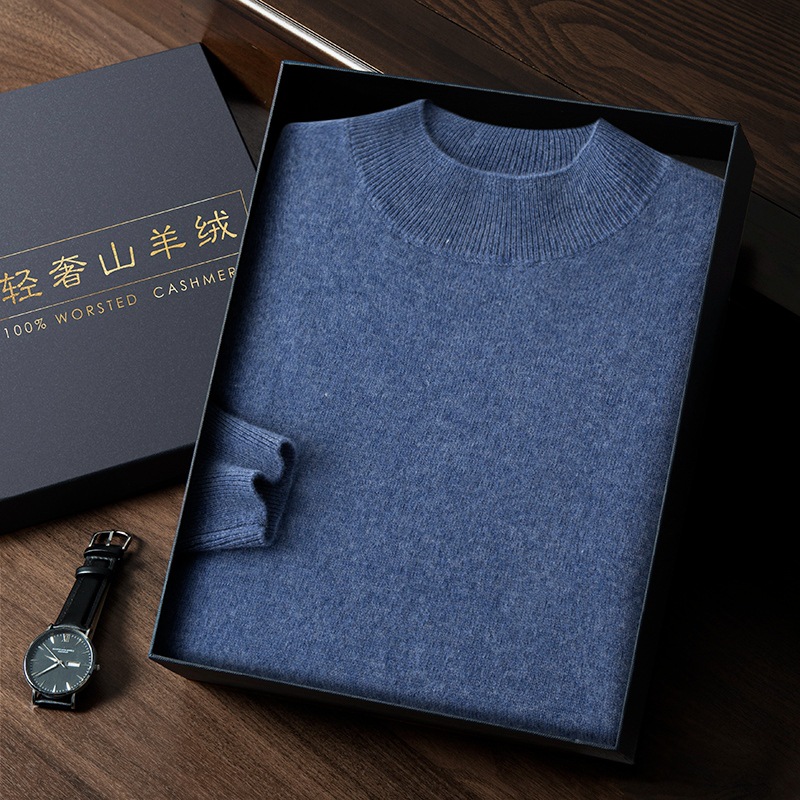 "Flawless!" Autumn and winter semi-high-neck men's cashmere sweater, one-piece ready-to-wear, versatile sweater, knitted sweater, cashmere