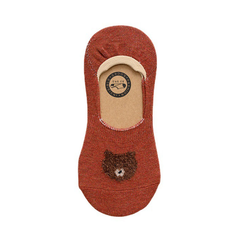 Women's socks, boat socks, shallow-mouthed Korean cute bear, low-top invisible, anti-slip and deodorizing, spring and autumn short socks trend Item Picture