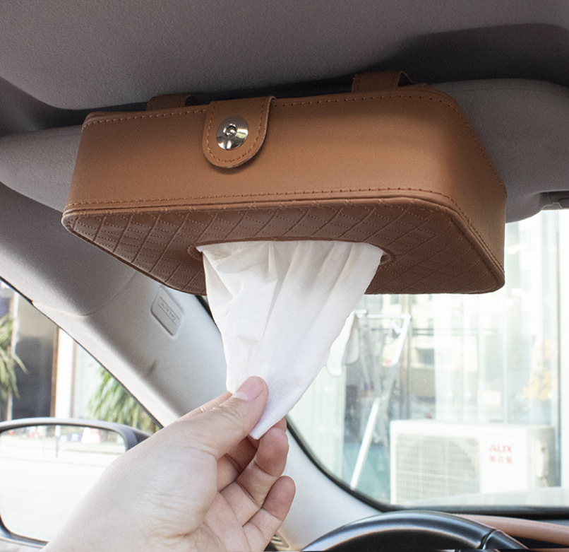 Car tissue paper pack, leather sun shield, car tissue paper box Specification image