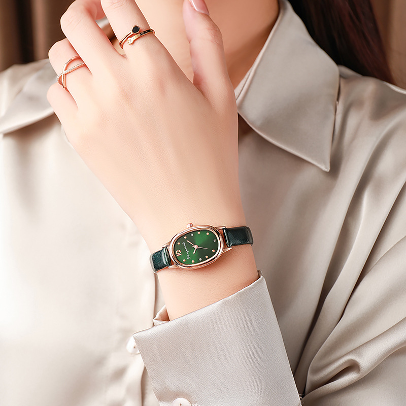 Liu's Shangmei Retro Simple Oval Student Watch Niche High-Grade Female Skin With Quartz Women's Watch Wholesale Application Scenario