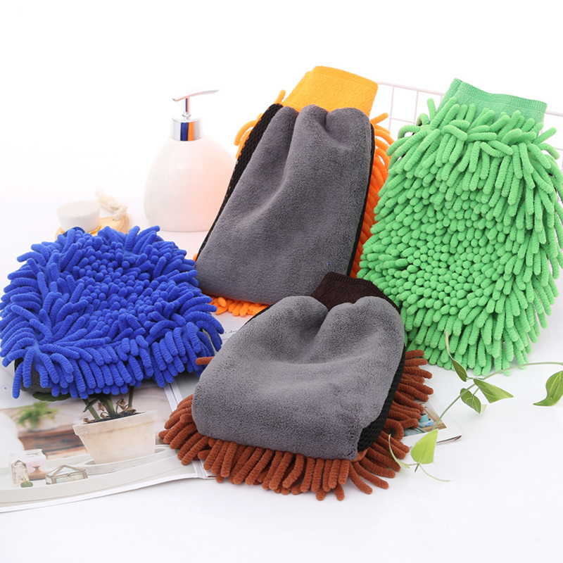 【LOVELY HOME】【 Chi Jia 】 Single-sided Chenille car Wash gloves Coral Worm Car Cleaning gloves Household Cleaning supplies Manufacturer wholesale details Picture