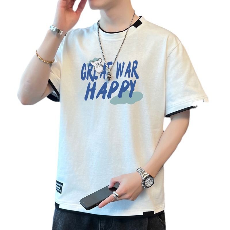 T恤/短袖/t恤男士短袖潮流/服装/体恤男士短袖潮流白底实物图