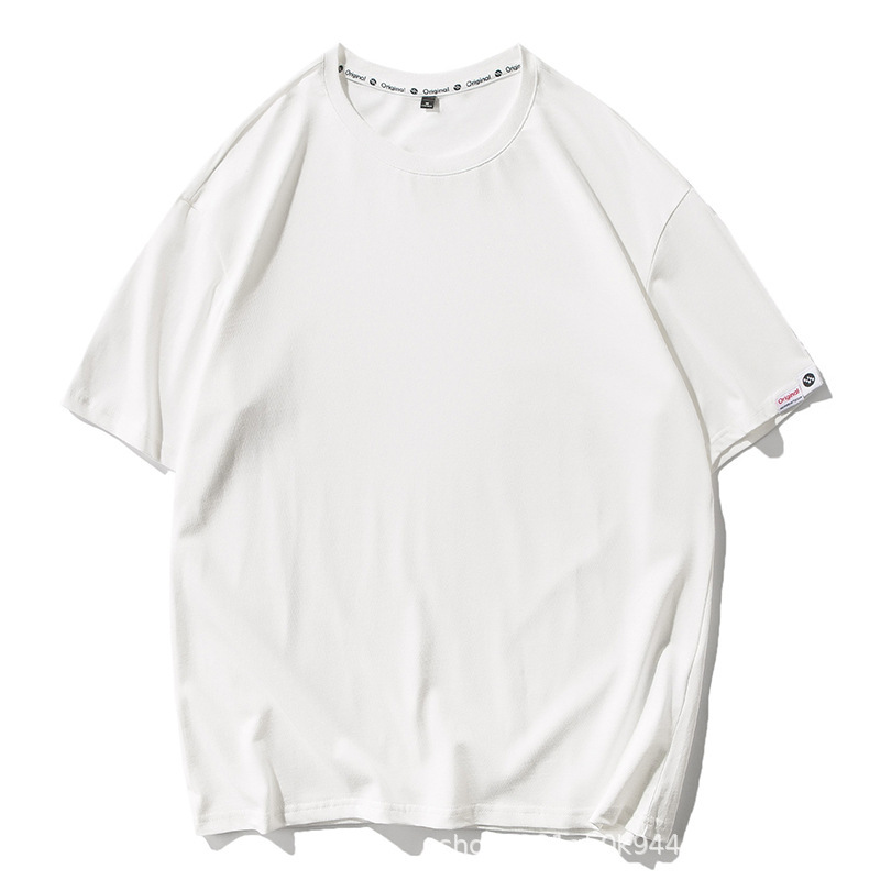 210g loose short-sleeved Xinjiang cotton T-shirts for men and women, Japanese summer solid color round neck new base layer, custom LOGO Specification image