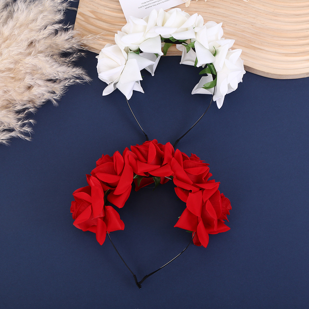 European And American Simulation Velvet Rose Headband Simple Atmosphere Broken Hair Finishing Haircard Seaside Holiday Studio Shooting Headband