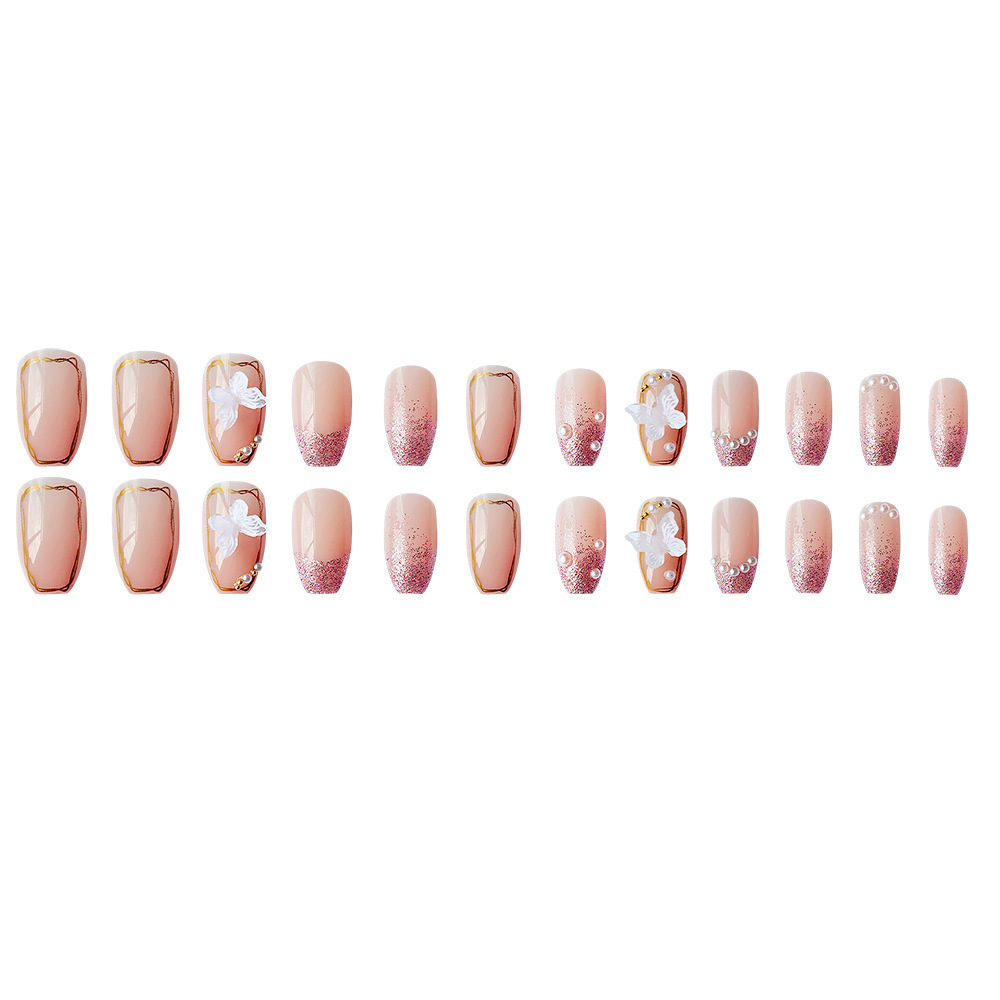 Light Luxury Ice Butterfly Hand Wear Nail Short Detachable Fake Nail Patch Nail Product Wholesale Application Scenario