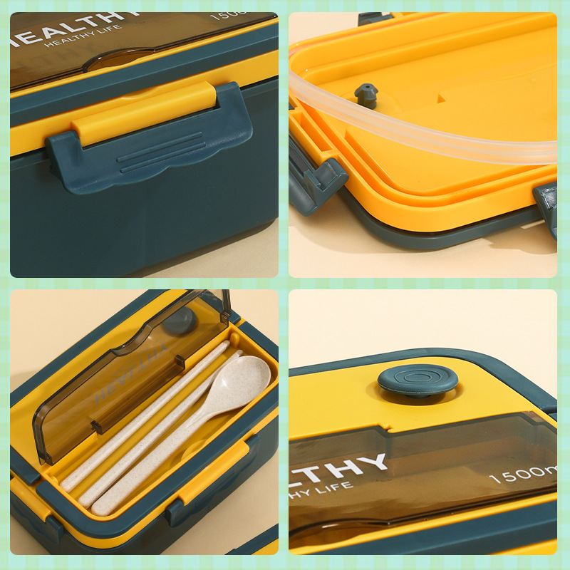 2022 Cross-border bestsellers: Plastic compartments lunch boxes, bento boxes, microwave heating portable lunch boxes for students and adults Specification image