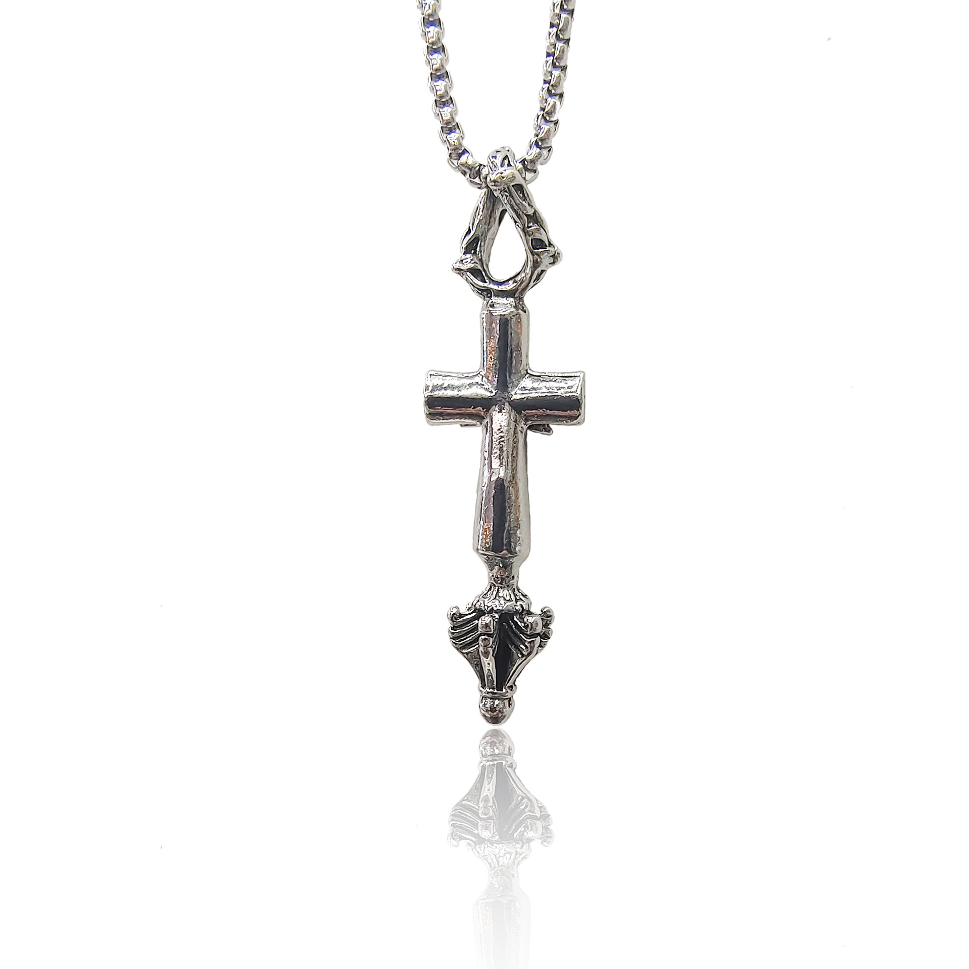 Net Red Men's Necklace Europe And The United States Military Brand Necklace Sweater Chain Stainless Steel Necklace Alloy Skull Pendant Wholesale details Picture