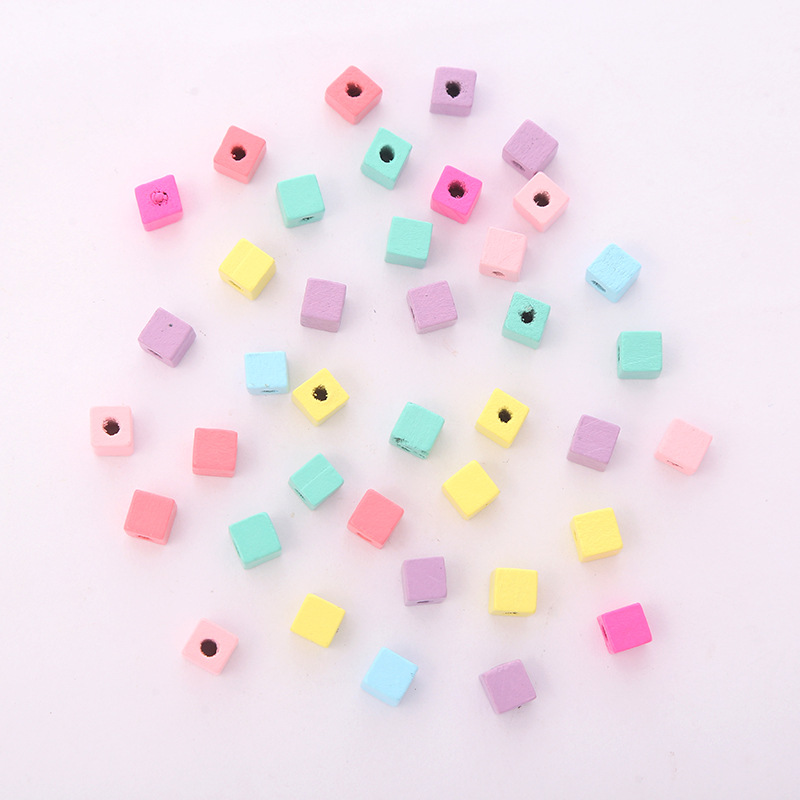 Hemu Color Cartoon Thread Bead Chamfered Square Bead Children's Hand Diy Perforated Bead Loose Bead Accessories Manufacturers Specification drawing