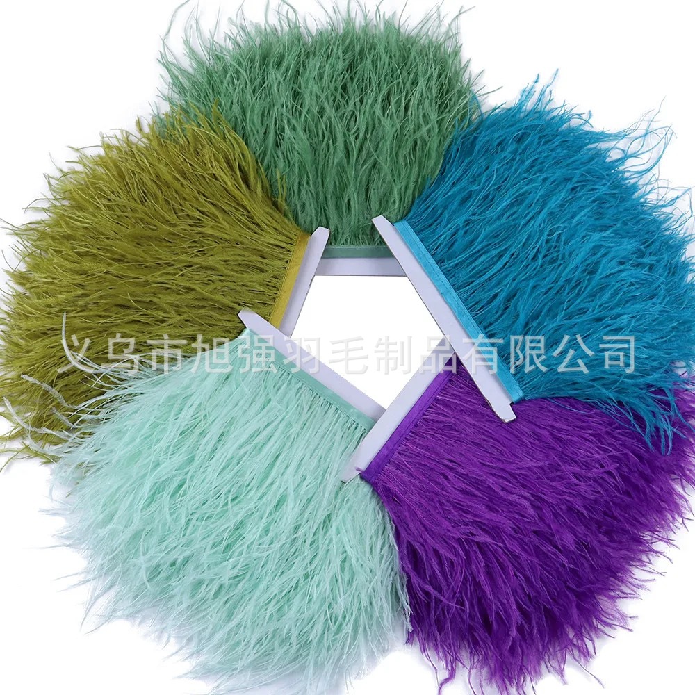现货58色/8-10cm/鸵鸟毛布布边白底实物图