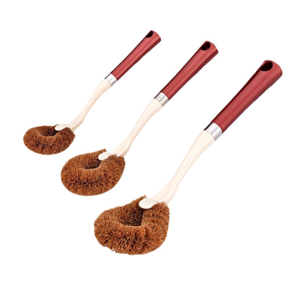 Coconut palm non-stick oil pan brush manufacturer direct supply kitchen wall-mounted cleaning brush for washing pans Application Scenario
