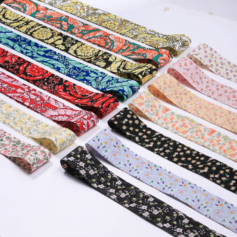 Double-sided fresh floral chiffon webbing, diy bow hair accessories, clothing, hats, shoes, bags, accessories, ribbons details Picture