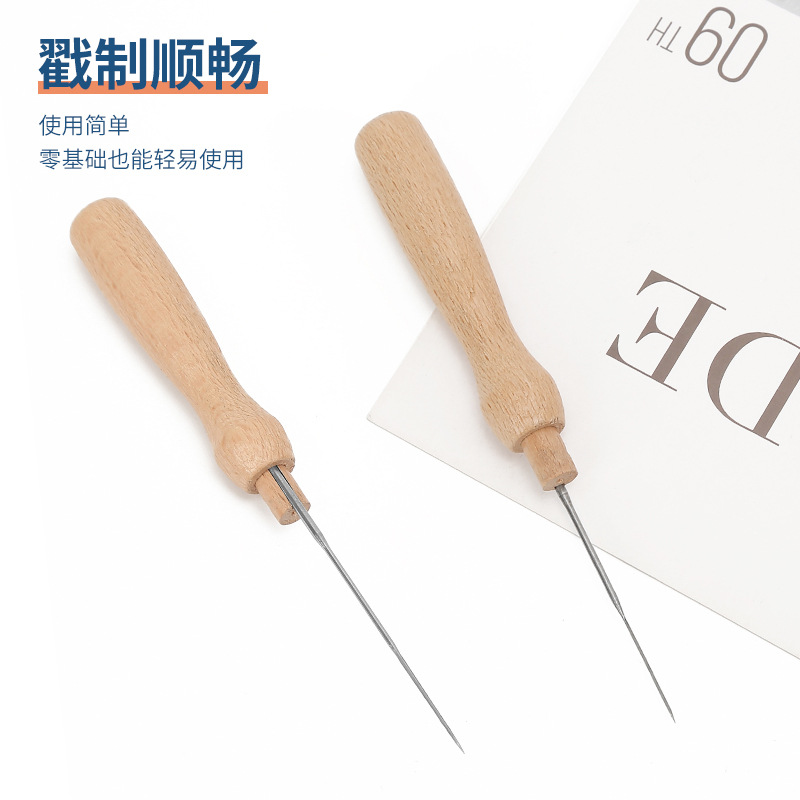 Wooden handle poke felt poke pen with three-needle hand-made wool felt doll poke tool poke needle Specification drawing
