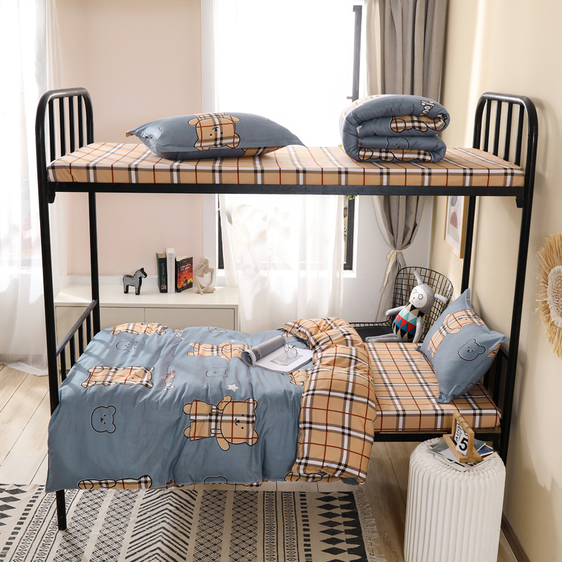 Four seasons style student dormitory upper and lower bunk three-piece thickened aloe cotton bed sheet quilt cover washing color resistant ball Application Scenario