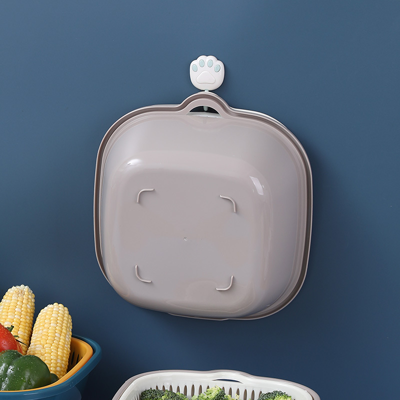 Double-layer vegetable washing basket, household kitchen plastic draining basket, thickened vegetable washing basin with LOGO printing, living room fruit plate Application Scenario