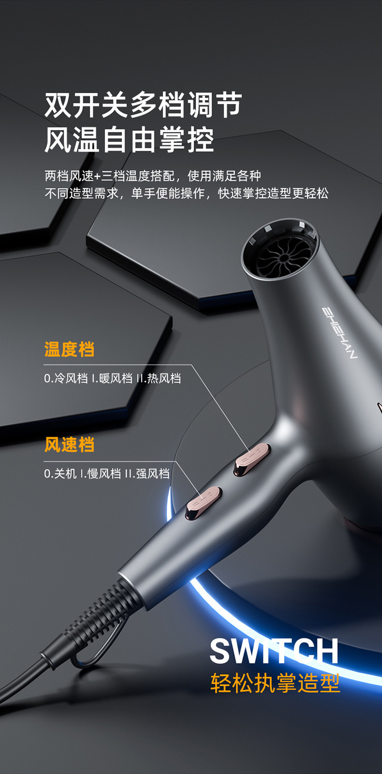 吹风机发廊专用大功率电吹风机家用大风力冷热速干不伤发吹风筒详情13