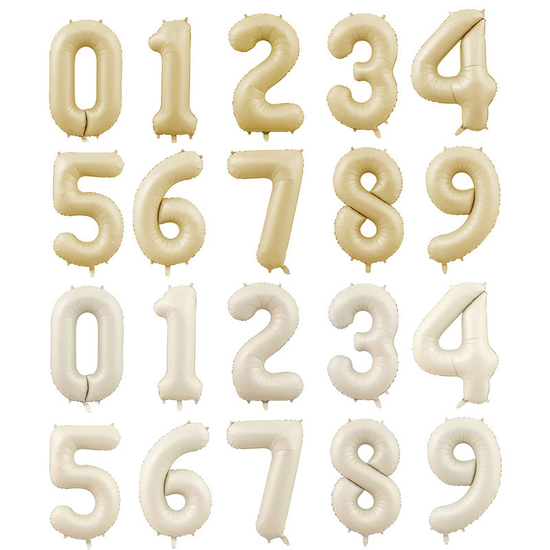 Ins-style caramel milk white chocolate-colored digital balloons 32-inch and 40-inch birthday decoration photo aluminum film balloons Specification image