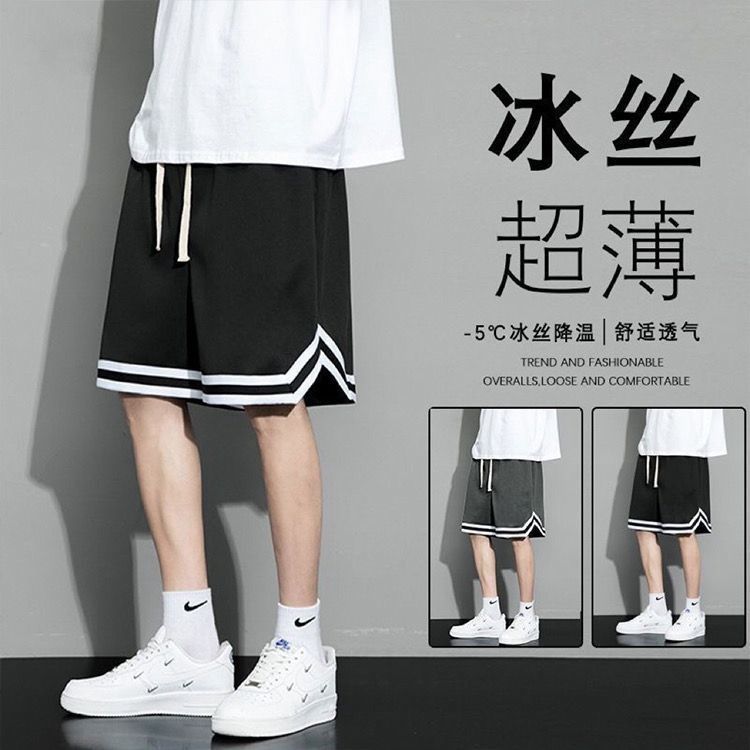 美式网眼透气运动篮球短裤男士潮牌外穿夏季冰丝训练五分裤子大码
