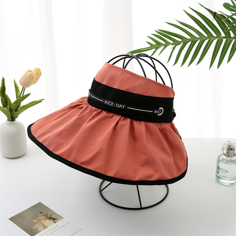 Summer Hat Vinyl Large Brimmed Empty Top Visor With Shell Adjustable Uv Protection Foldable Outdoor Beach Sun Protection details Picture