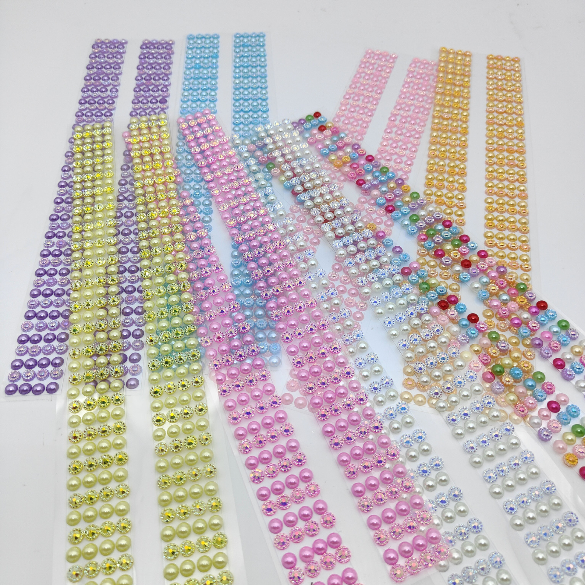 现货珍珠太阳花AB彩钻亚克力钻贴钻石贴画水晶手链贴装饰一件代发