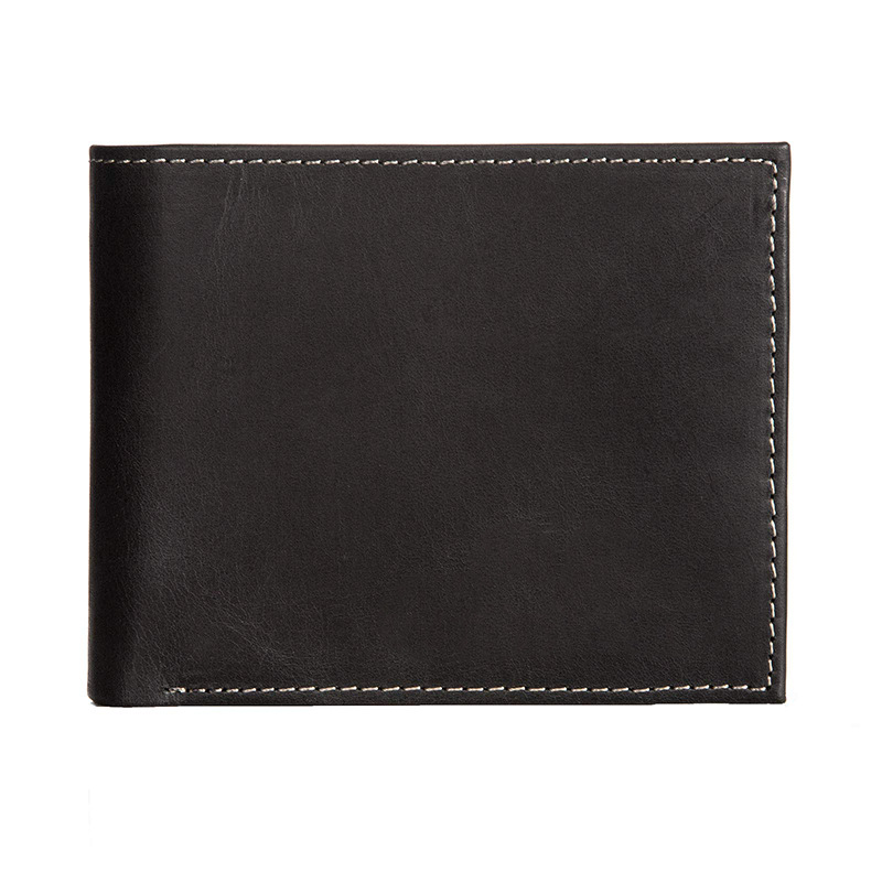 复古款手工植鞣皮钱夹零钱包短款真皮头层牛皮三折多卡位男士钱包