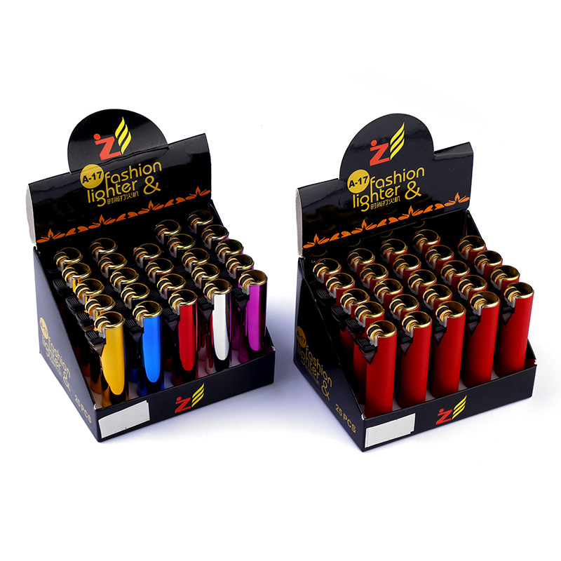 Metal windproof grinding wheel lighter, color inflatable lighter, cylindrical mini cigarette and candle lighter Item Picture