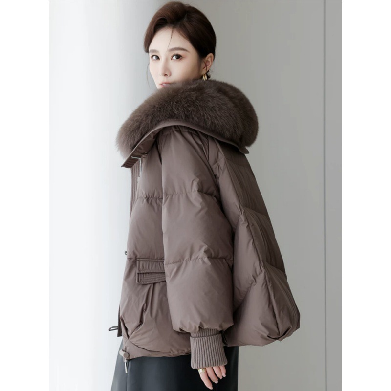 2023 New Fur Fur Collar Down Coat Winter Women's Casual Loose Duck Down Coat Tide Specification drawing