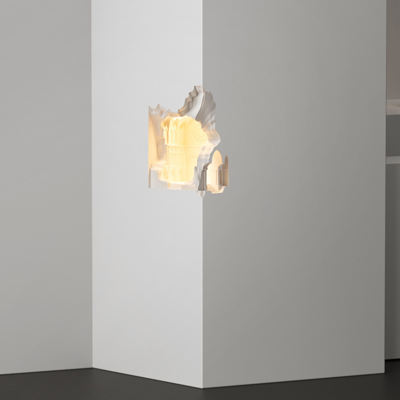Notre-dame wall lamps, bedside gypsum lamps, built-in wall lamps in corners, and artistic and creative atmosphere lighting fixtures for homestays Specification image