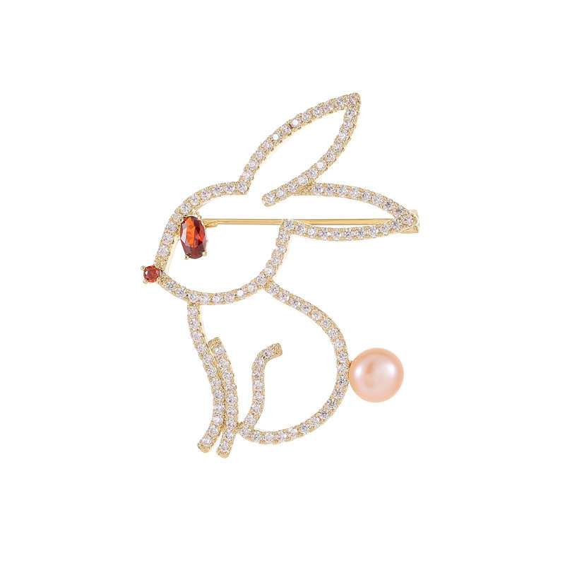 New style of clothing and accessories: small suit brooch, zodiac year cardigan design, cute cartoon rabbit brooch with hollowed-out patterns