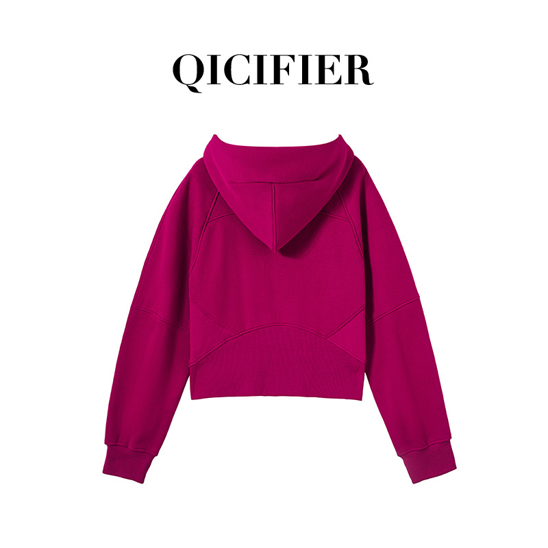 Qcfe Autumn And Winter New Fleece Hooded Loose Fitness Yoga Wear Sports Leisure Full Zip Hooded Yoga Coat Item Picture