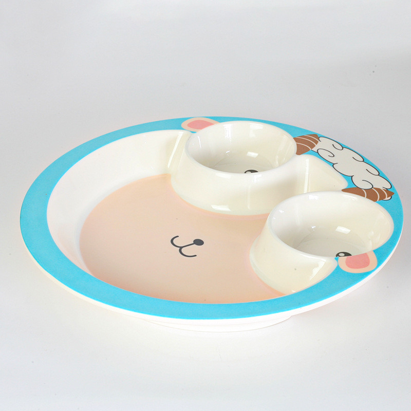 Cute Meal Smash Resistant Children's Dinner Plate Home Partition Plate Kindergarten Cartoon Melamine Tableware Complementary Food Partition Plate Specification drawing