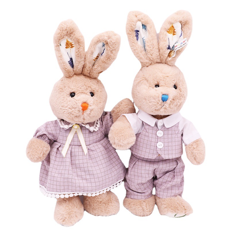 Cross-border summer couple rabbit dolls, plush toys, dolls, dressing dolls, teddy rabbits, wedding gifts, children's presents details Picture