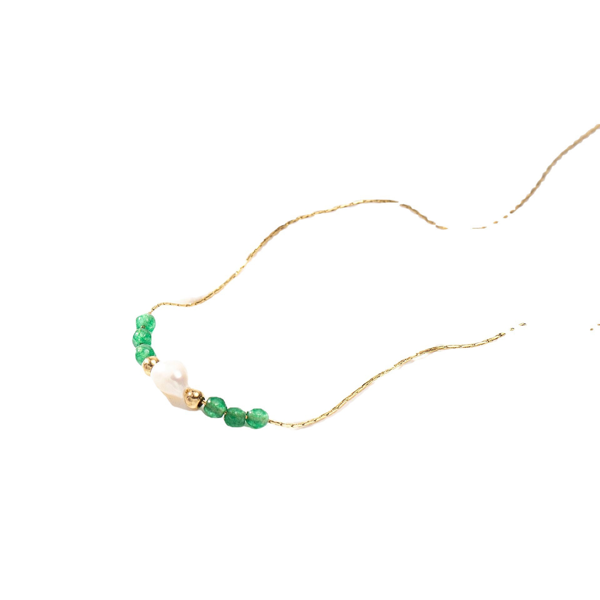 Natural stone freshwater pearl necklace titanium steel plated 14K gold does not fade all light luxury sweet fine clavicle chain Item Picture