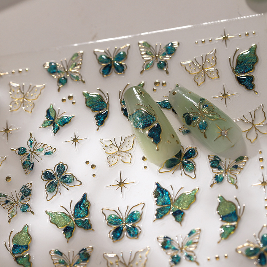 TENSOR's new process gilding nail sticker with adhesive backing is a stunning butterfly nail sticker with three-dimensional gilding series M-547 Specification image