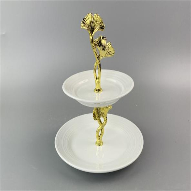 ✅南美胡桃木质陶瓷双层托盘干果盘水果茶盘点心蛋糕盘甜品台多层