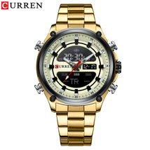 Curren/卡瑞恩8404男士手表 双机芯石英电子表 运动钢带表男表