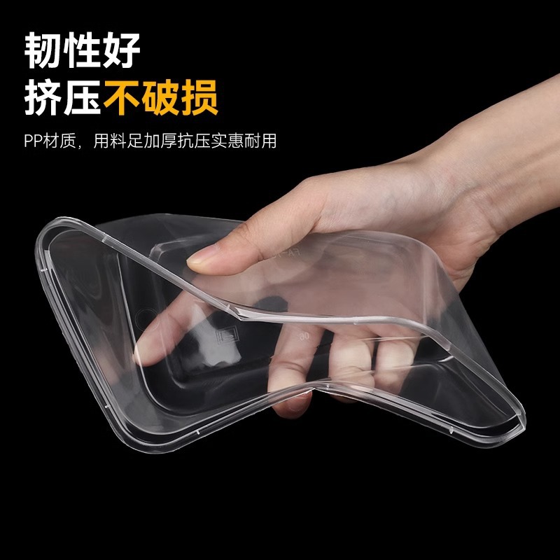 Disposable lunch boxes, rectangular and round plastic takeout lunch boxes, tableware, fast food, transparent thickened with LIDS, packing boxes Specification image