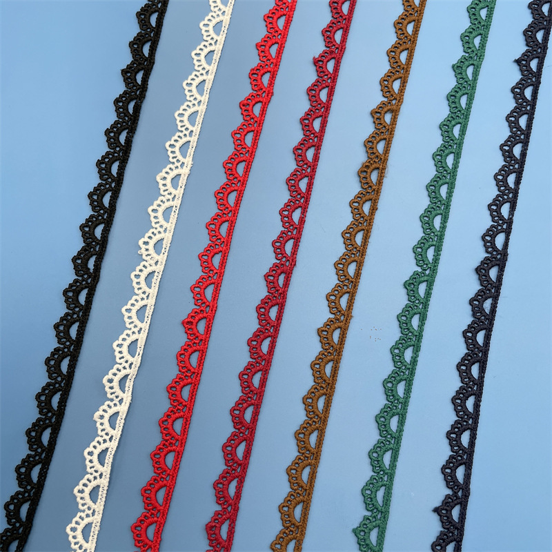 In-stock color milk silk lace clothing accessories, water-soluble embroidered lace, single-sided small wave barcode lace