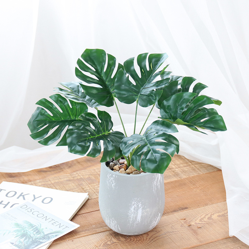 Nordic cement pot turtle-back leaf artificial plant potted plant for home TV cabinet desktop decoration artificial plant Specification image