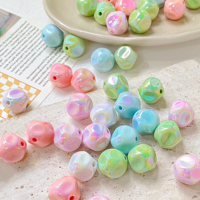 Solid color ab color-coated acrylic FIG straight hole loose beads mobile phone chain diy jewelry handcrafted bead material wholesale details Picture