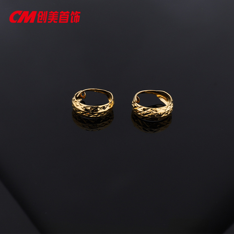 Chuangmei Jewelry 24K gold-plated matte striped elegant earrings, European and American cross-border fashionable retro earrings, high-quality batch Item Picture